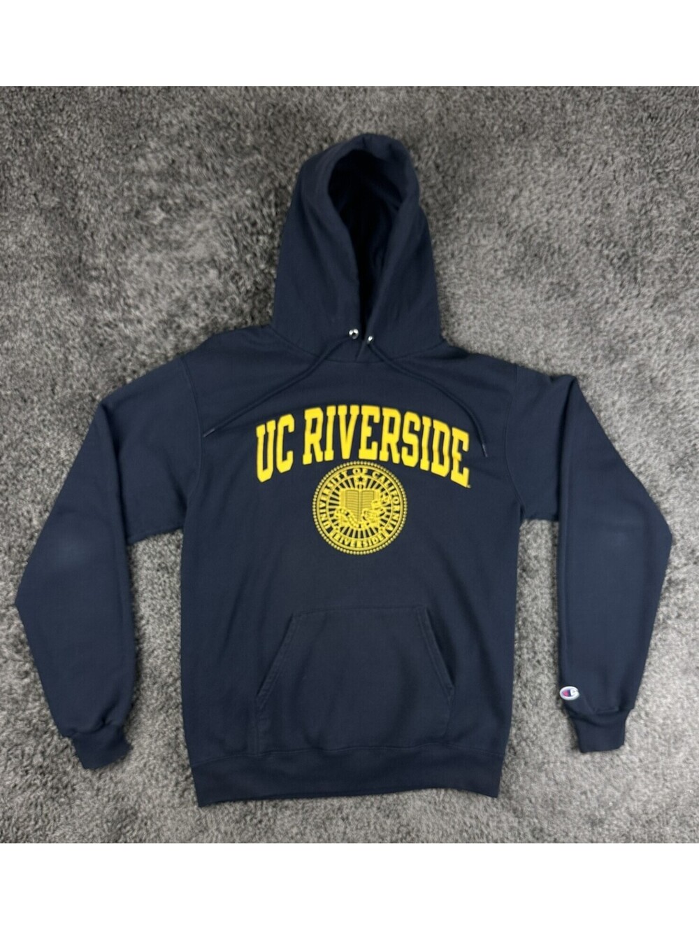 Champion UC Riverside Hoodie Mens Medium Navy Blue Sweatshirt Logo Collegiate